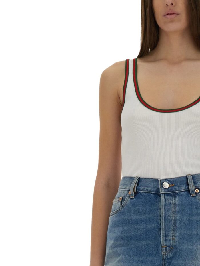 Gucci RIBBED COTTON TANK TOP WITH WEB