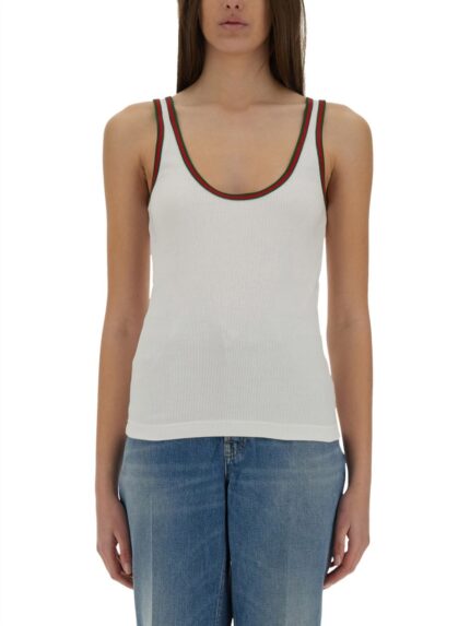 Gucci RIBBED COTTON TANK TOP WITH WEB
