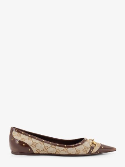 Gucci Savoy GG Fabric Ballerinas With Stud Detail