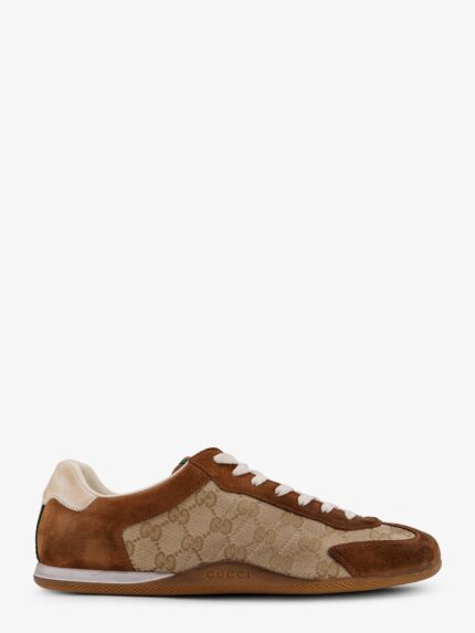 Gucci Shift Suede Sneakers With GG Supreme Fabric Inserts