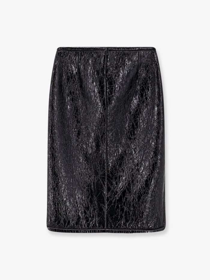 Gucci Shiny Leather And Neoprene Skirt