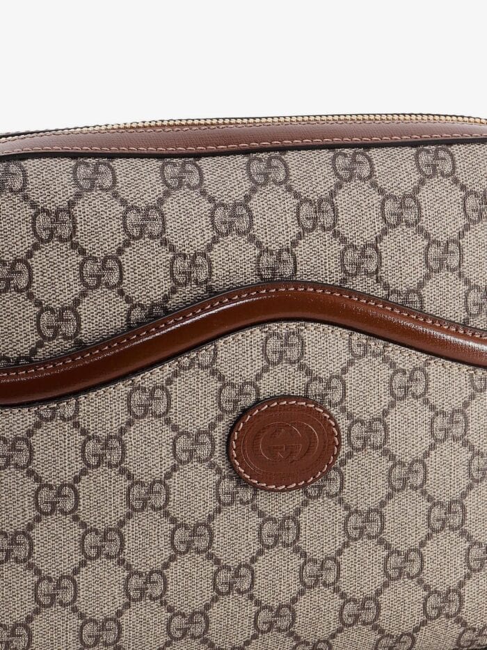 Gucci Shoulder Bag With Gg Supreme Motif And Leather Profiles