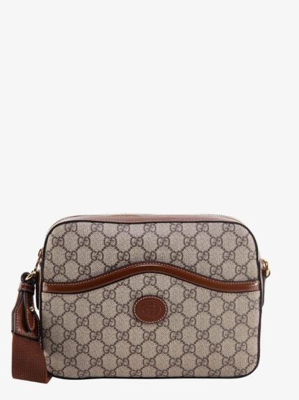 Gucci Shoulder Bag With Gg Supreme Motif And Leather Profiles