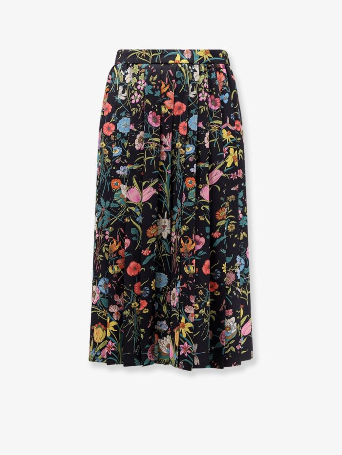 Gucci Silk Midi Skirt With Floral Print