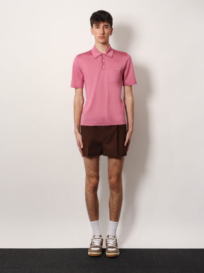 Gucci Silk Polo Shirt With Lateral Intarsia
