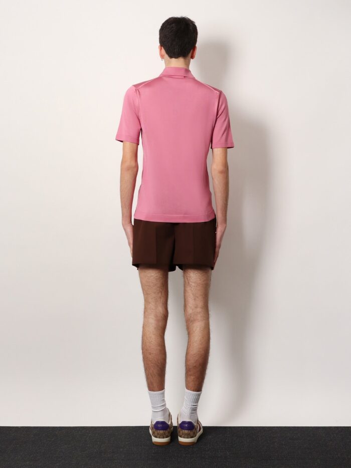 Gucci Silk Polo Shirt With Lateral Intarsia