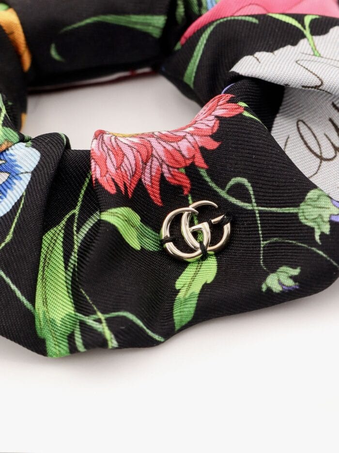 Gucci Silk Scrunchie With Iconic Floral Print