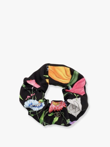 Gucci Silk Scrunchie With Iconic Floral Print