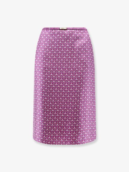 Gucci Silk Skirt With Horsebit Print