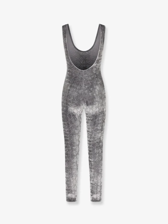 gucci stretch chenille jumpsuit with all over crystals Gucci Stretch Chenille Jumpsuit With All-over Crystals