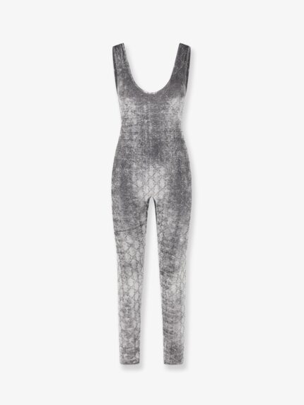 Gucci Stretch Chenille Jumpsuit With All-over Crystals