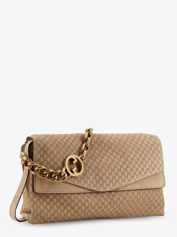 Gucci Suede And GG Canvas Shoulder Bag