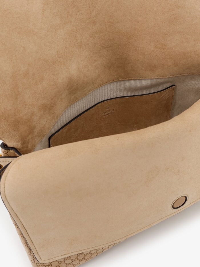 Gucci Suede And GG Canvas Shoulder Bag