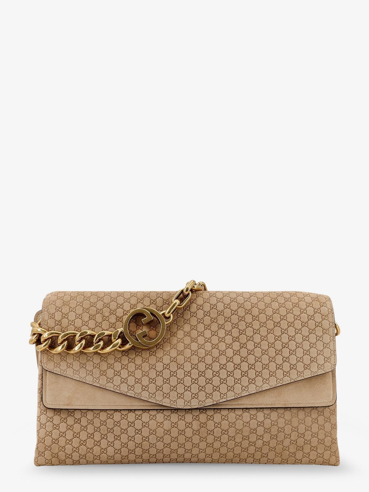 Gucci Suede And GG Canvas Shoulder Bag