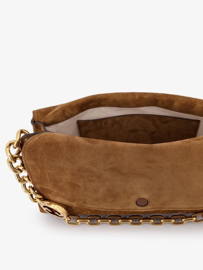 Gucci Suede Crossbody Bag With All-over GG Motif