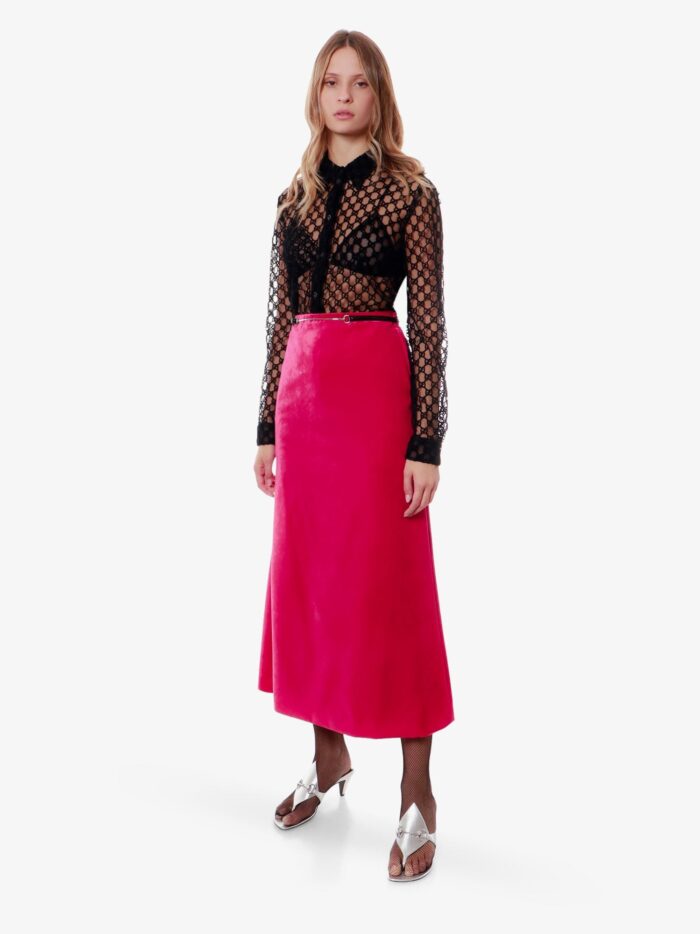 Gucci Velvet Skirt With Belt And Horsebit Detail