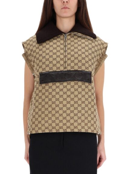 Gucci VEST WITH LEATHER LABEL