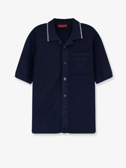 Gucci Viscose Blend Polo Shirt With Front Horsebit Embroidery