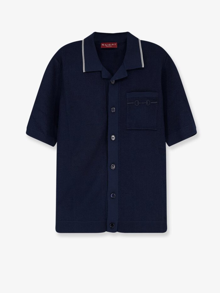 Gucci Viscose Blend Polo Shirt With Front Horsebit Embroidery