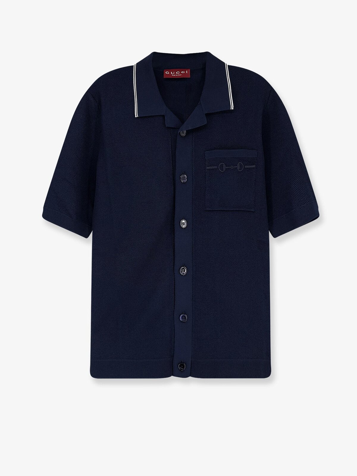 Gucci Viscose Blend Polo Shirt With Front Horsebit Embroidery