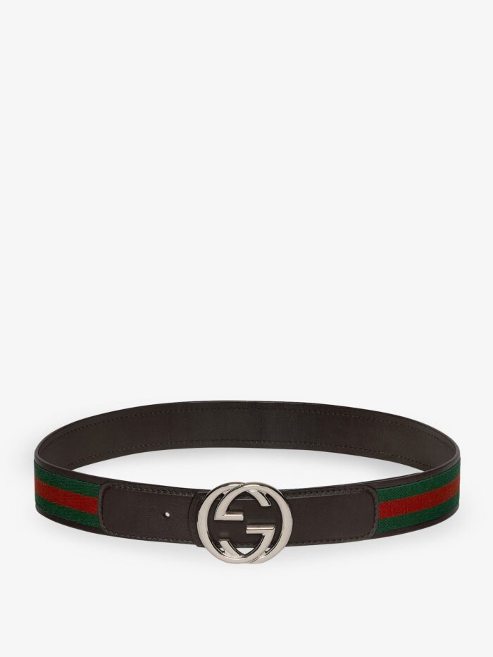 Gucci Web Fabric And Leather Belt