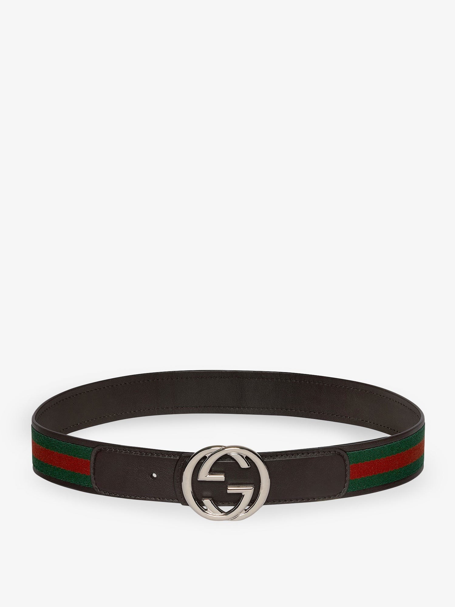 Gucci Web Fabric And Leather Belt