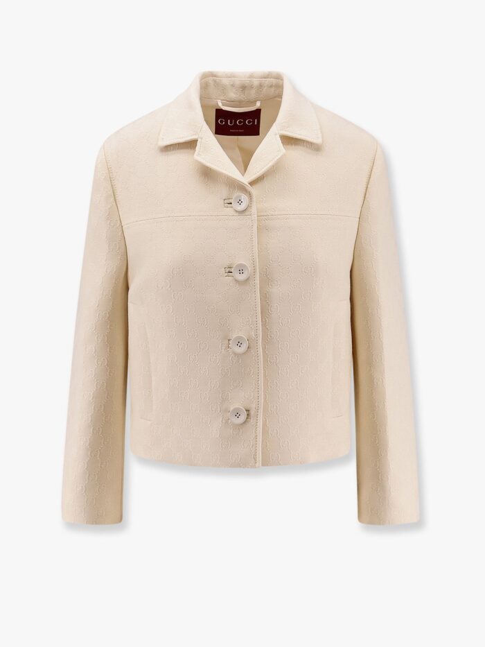Gucci Wool And Silk Blazer With All-over GG Motif
