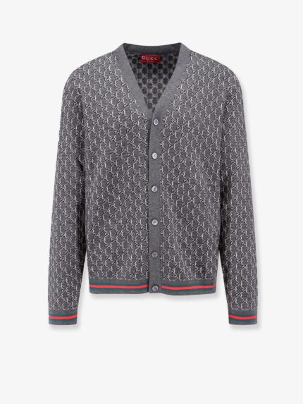 Gucci Wool And Silk Cardigan With Gg Motif