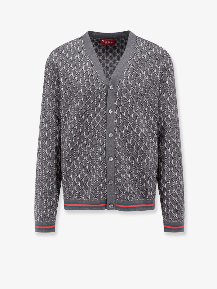 Gucci Wool And Silk Cardigan With Gg Motif