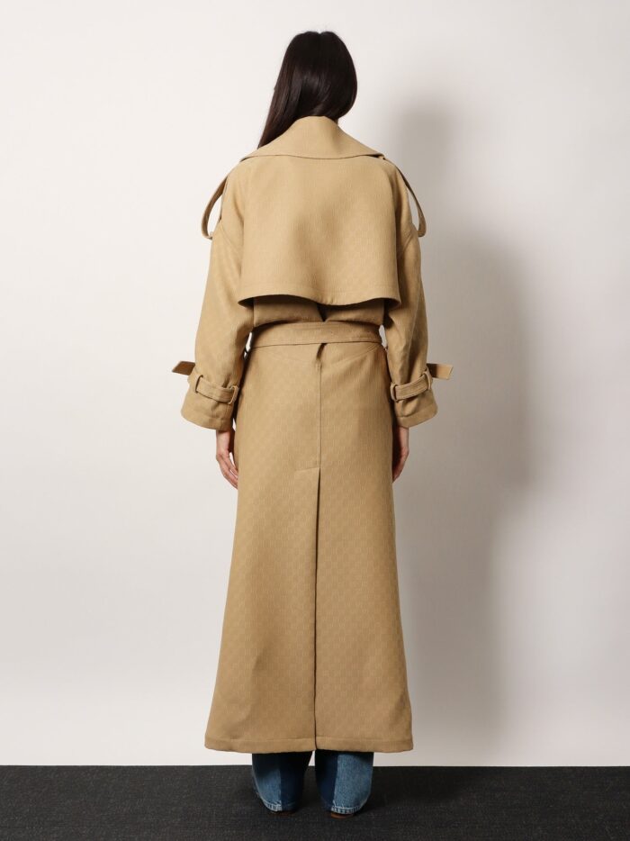 Gucci Wool And Silk Crepe Coat With All-over GG Motif