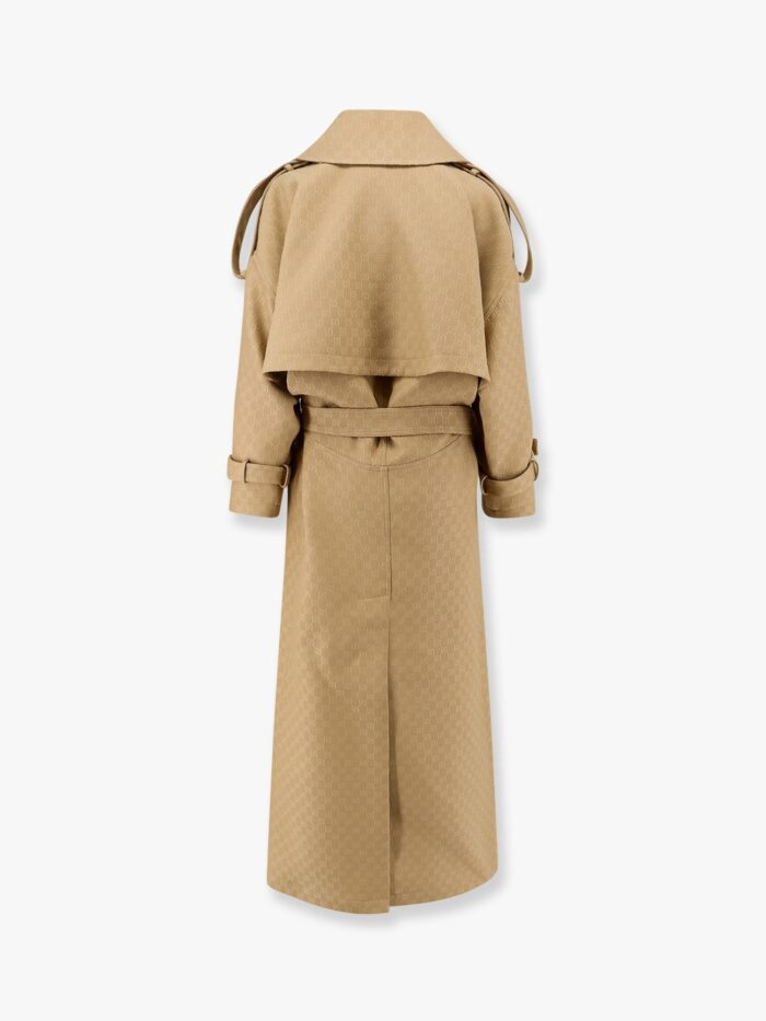 Gucci Wool And Silk Crepe Coat With All-over GG Motif