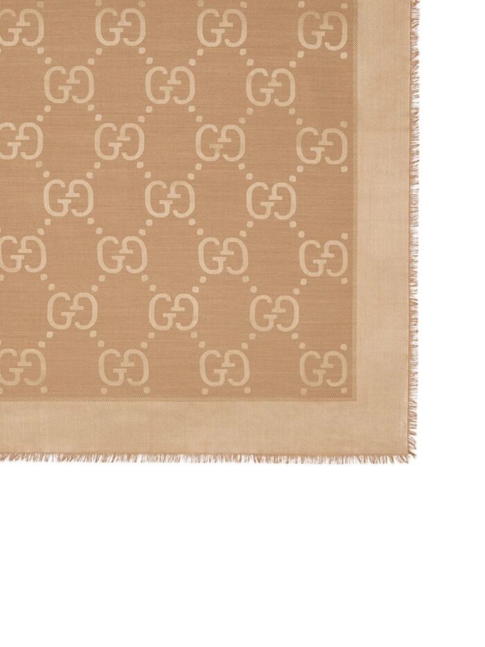 Gucci WOOL AND SILK JACQUARD SHAWL WITH GG PATTERN