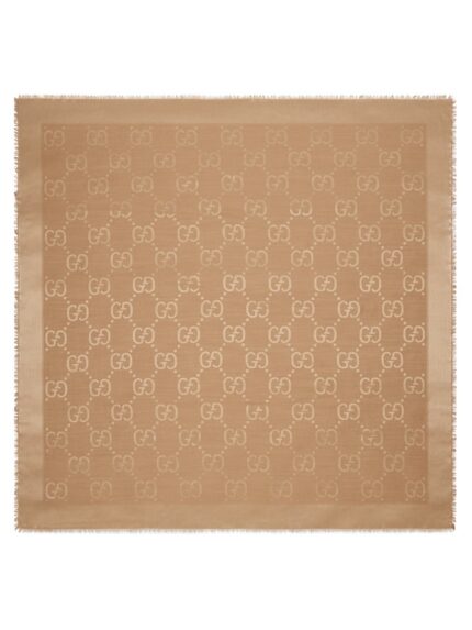Gucci WOOL AND SILK JACQUARD SHAWL WITH GG PATTERN