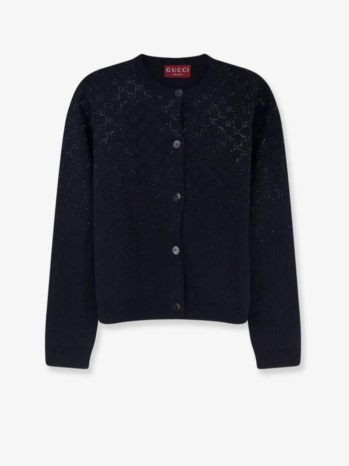 gucci wool and viscose cardigan with all over gg logo Gucci Wool And Viscose Cardigan With All-over GG Logo