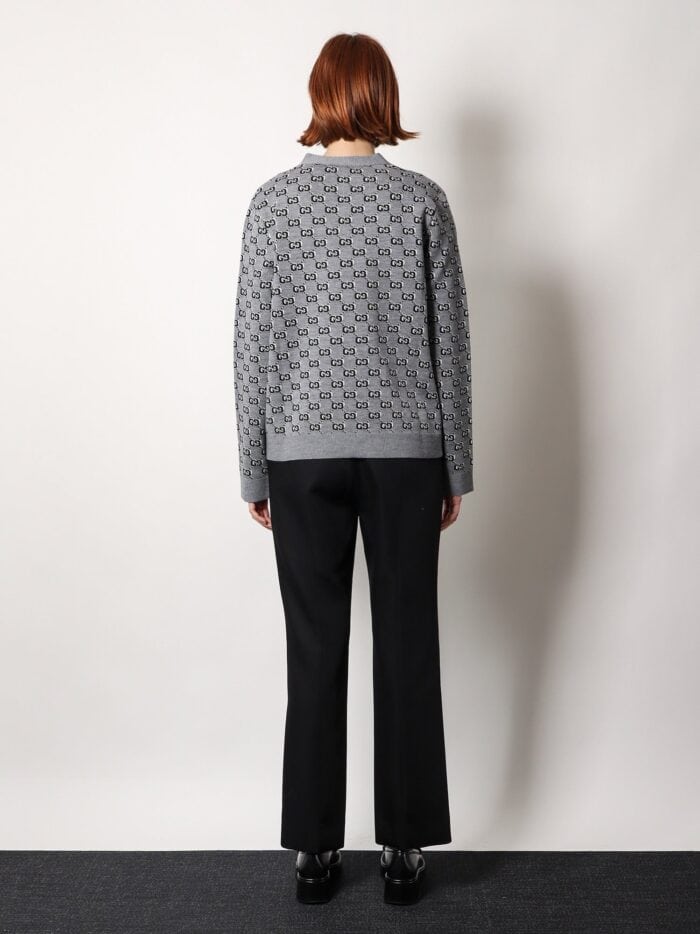 Gucci Wool Blend Cardigan With All-over Gg Motif