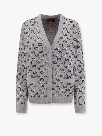 Gucci Wool Blend Cardigan With All-over Gg Motif
