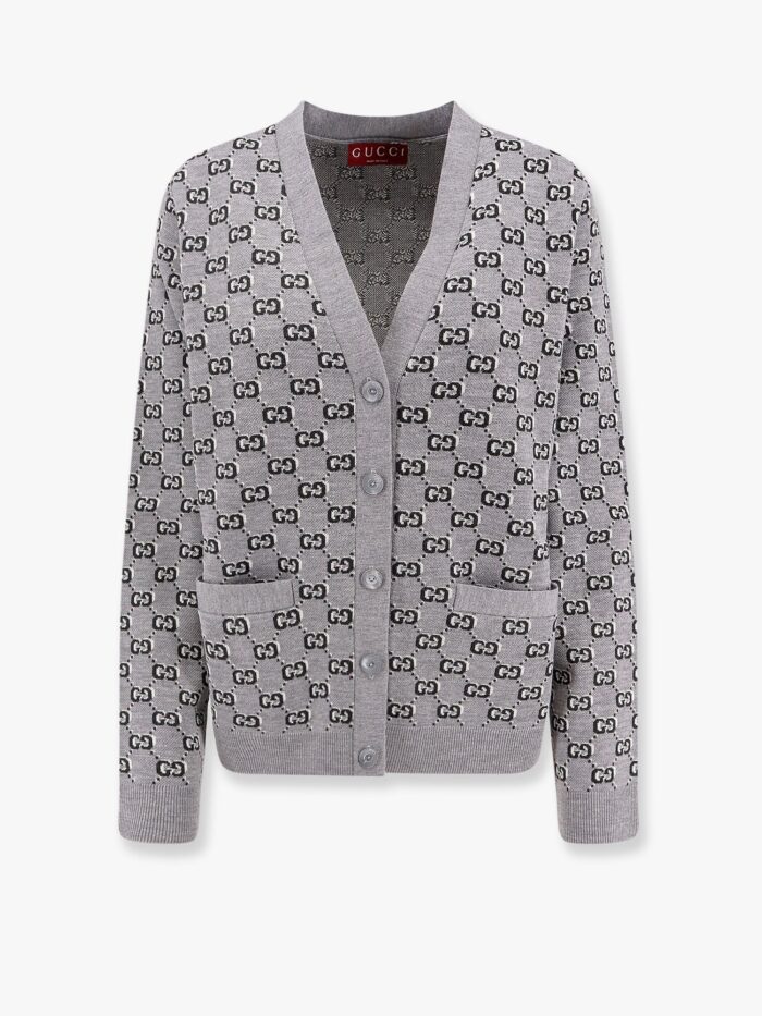 Gucci Wool Blend Cardigan With All-over Gg Motif
