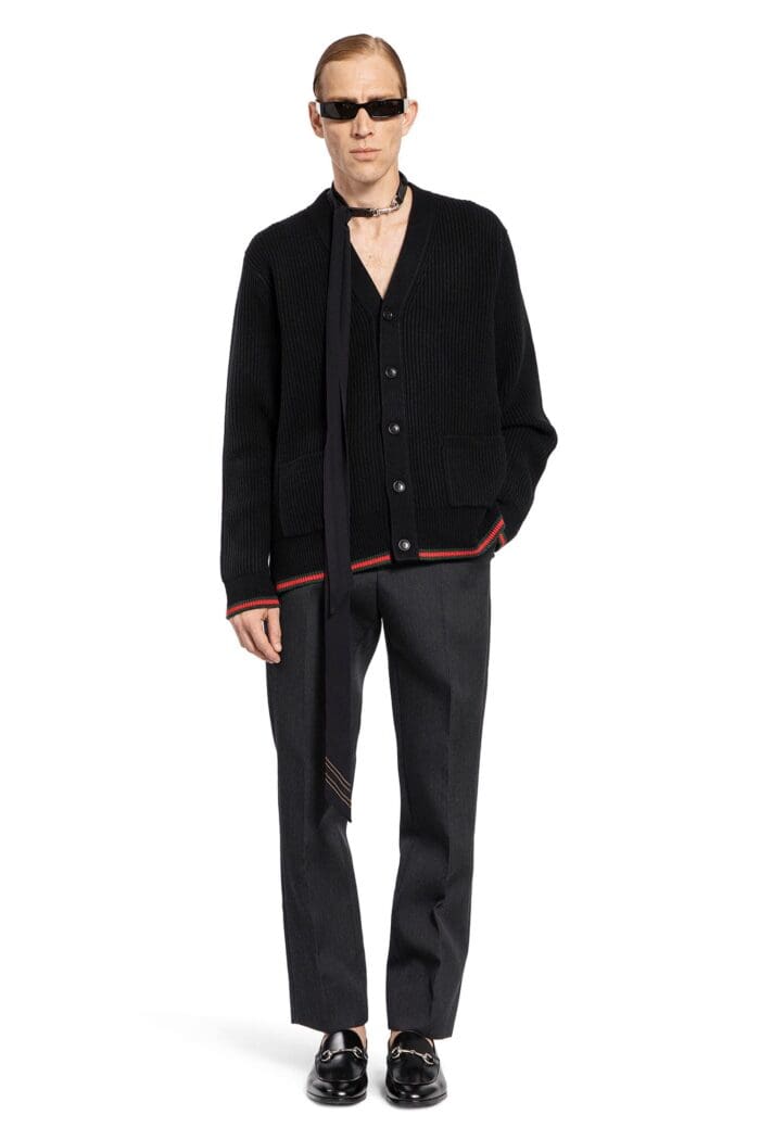 GUCCI Wool Cashmere Web Cardigan