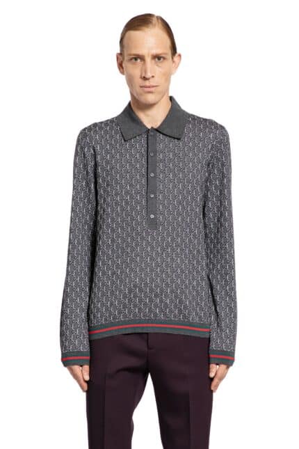 GUCCI Wool Silk Gg Shadow Polo Shirt