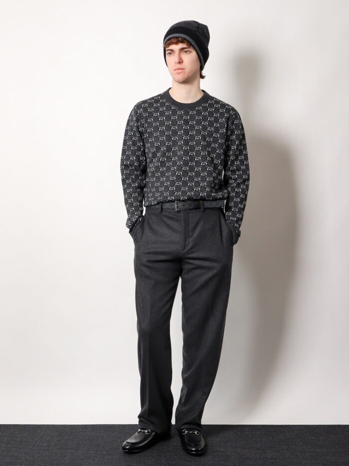 Gucci Wool Sweater With All-over Gg Motif