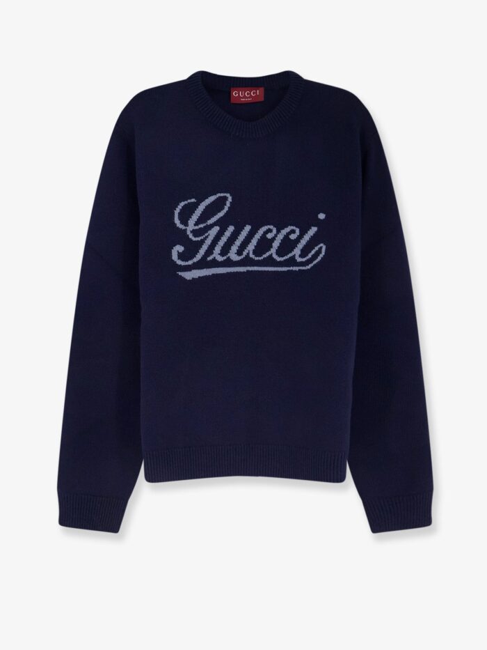 gucci wool sweater with frontal embroidered logo Gucci Wool Sweater With Frontal Embroidered Logo