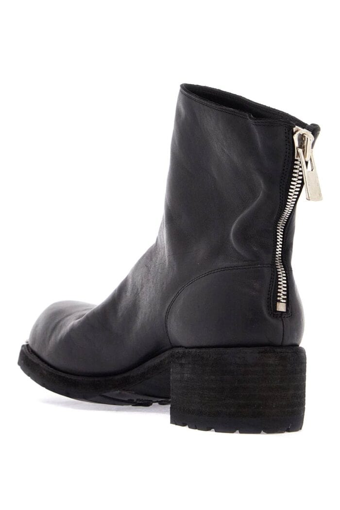 GUIDI Black Horse Leather Boots With Side Zip And Metal Insert