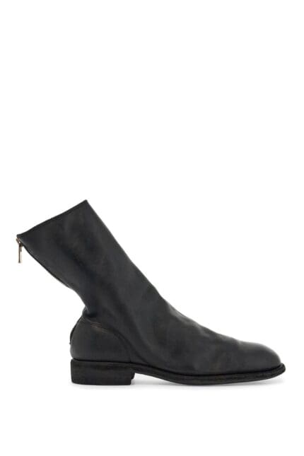 GUIDI Black Leather Boots With Zip And Leather Sole