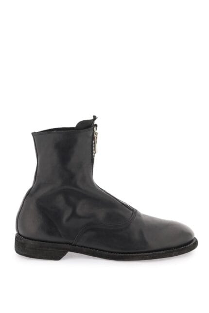 GUIDI Front Zip Leather Ankle Boots