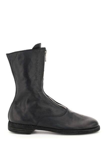 GUIDI Front Zip Leather Ankle Boots