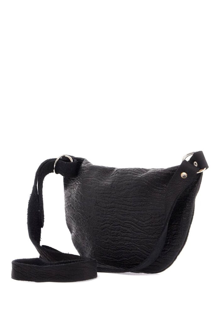 GUIDI Medium Black Horse Leather Bag With Adjustable Shoulder Strap