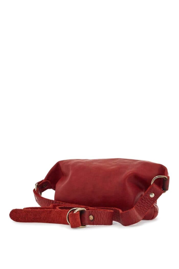 GUIDI Medium Red Horse Leather Fanny Pack With Adjustable Shoulder Strap