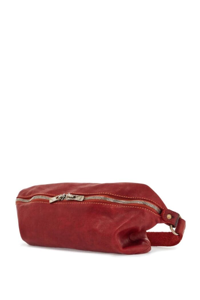 GUIDI Medium Red Horse Leather Fanny Pack With Adjustable Shoulder Strap