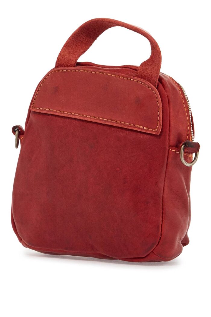 GUIDI Mini Red Leather Backpack Handcrafted With Adjustable Shoulder Strap And Front Pockets