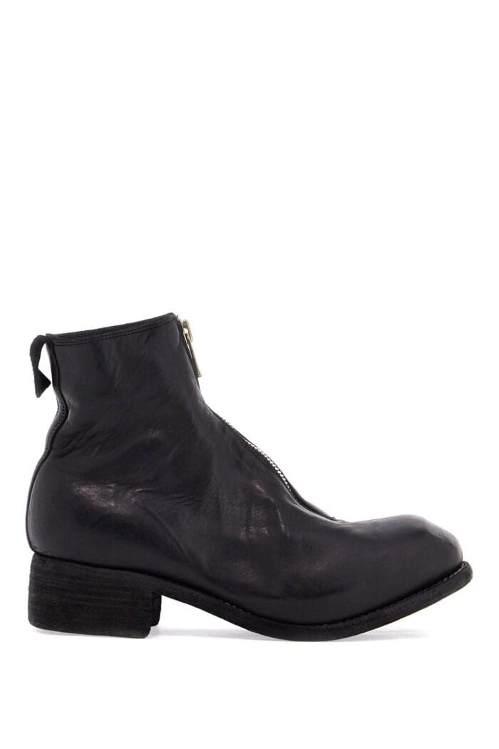 GUIDI Unisex Leather Boots In Black Horse And Calfskin With Metal Zip